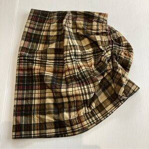 Mango Women's Plaid Draped Mini Wrap Skirt Brown Plaid XS